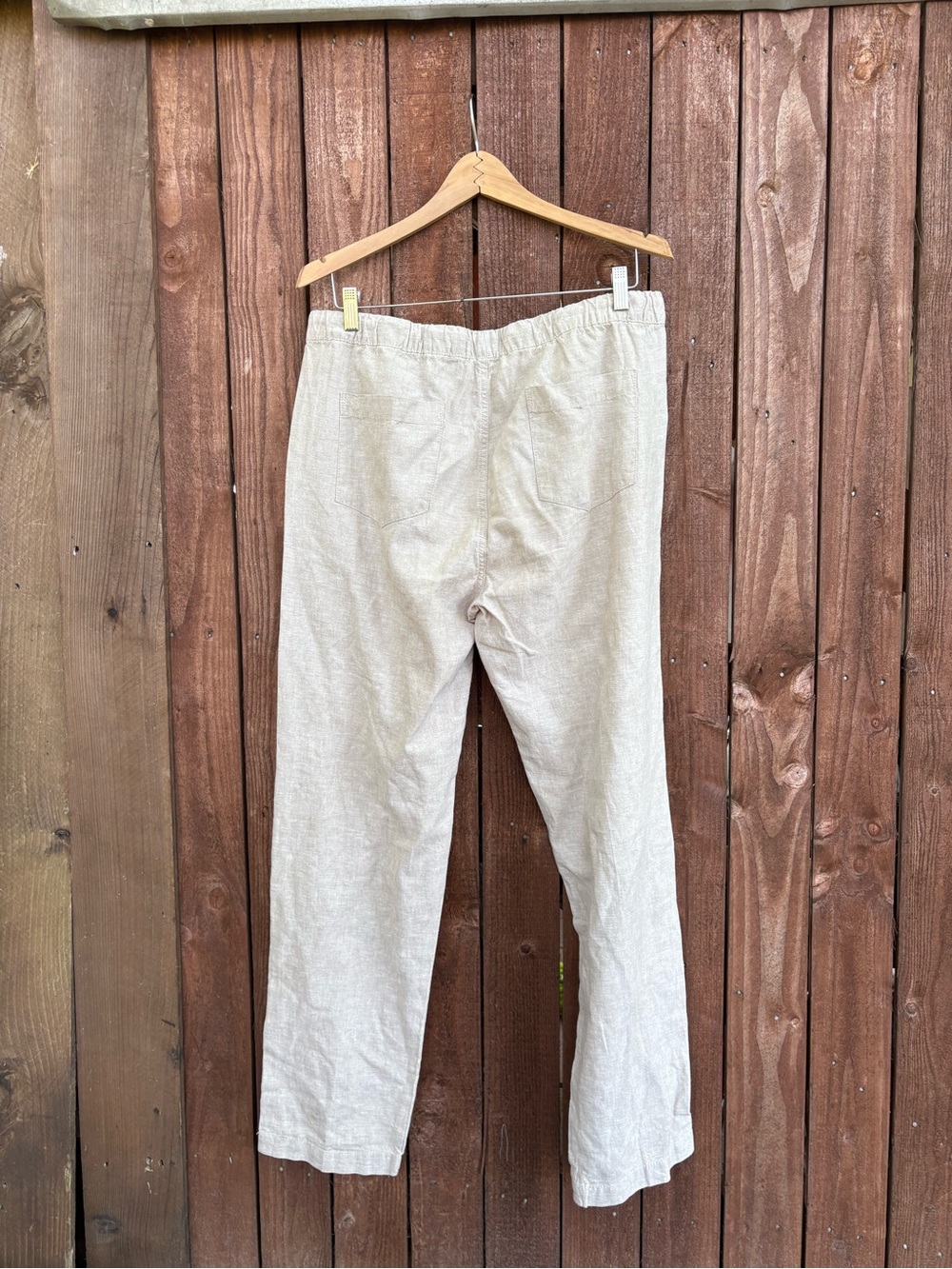 Onia Beige Oatmeal Lagenlook Linen Blend Pull On Pants